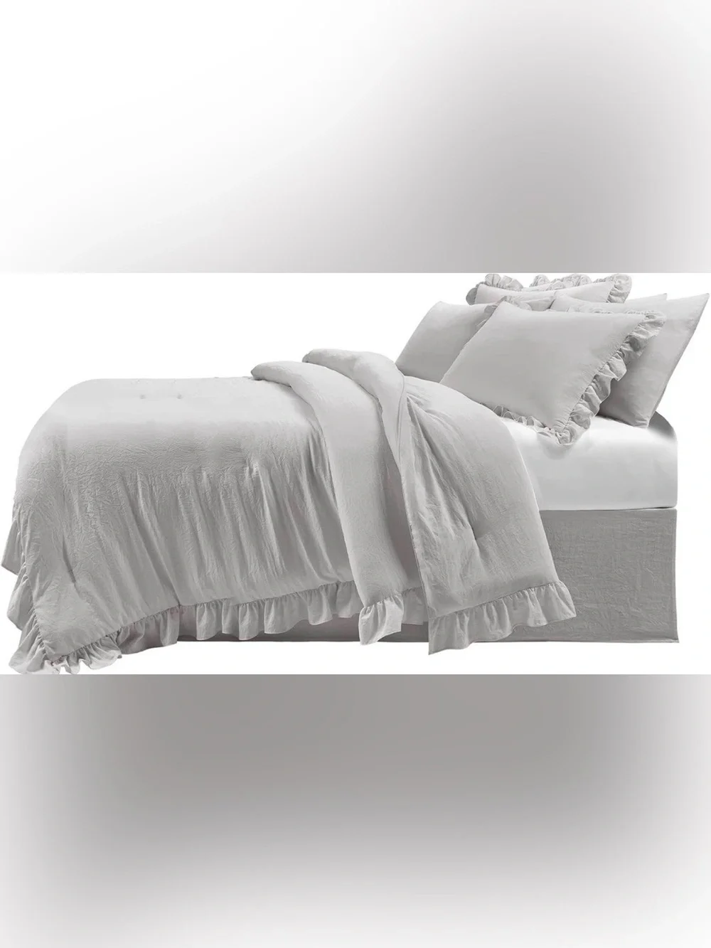 Crisp White Ruffled Bedding Set - Classic Home